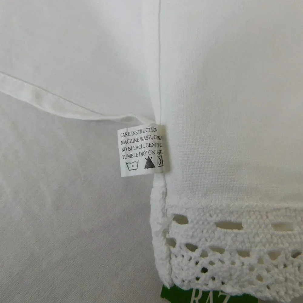 Embroidered Purple Flower Tablecloth Cover Dresser Scarf Raz Import Cotton 25x15 - Picture 7 of 7